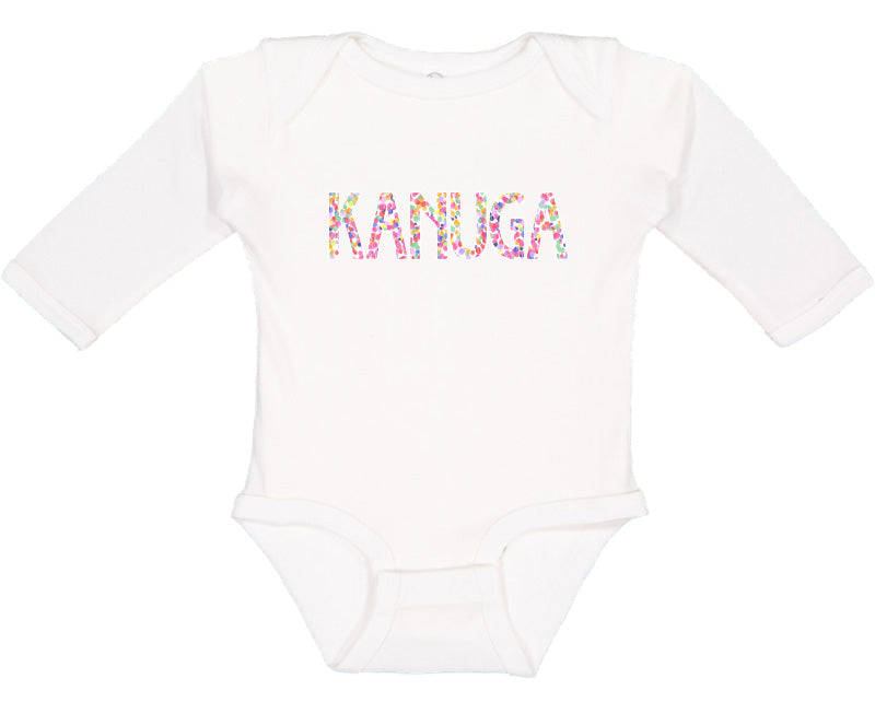 Onesies, LS, White w/ Kanuga Dots. 12m