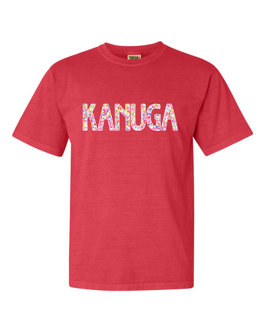 Kanuga Shirt with Dot me Crazy Letters, Comfort Colors, Watermelon, Youth S