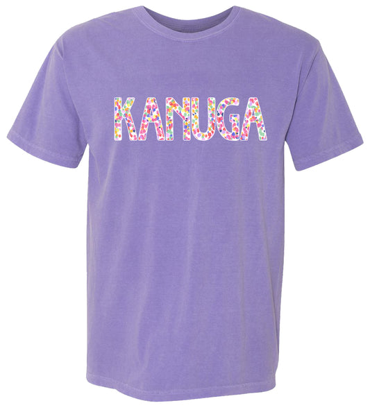 Kanuga Shirt with Dot me Crazy Letters, Comfort Colors, Violet, Youth L