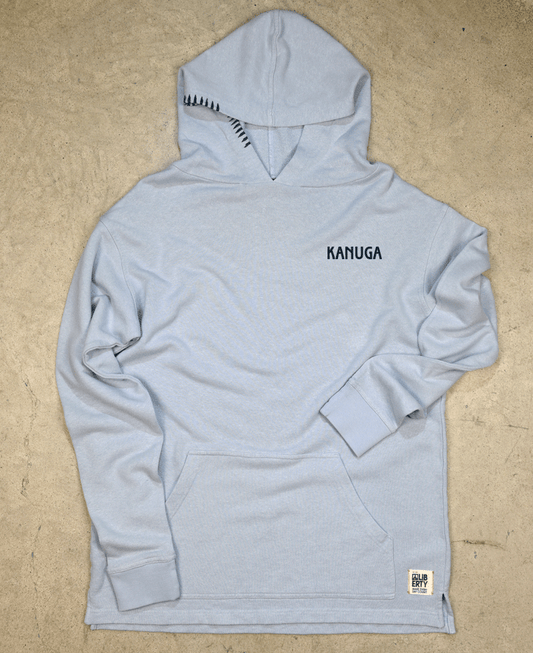 Harris Hemp Hoodie w/navy ink and stitching on hood - Misty Lake, S