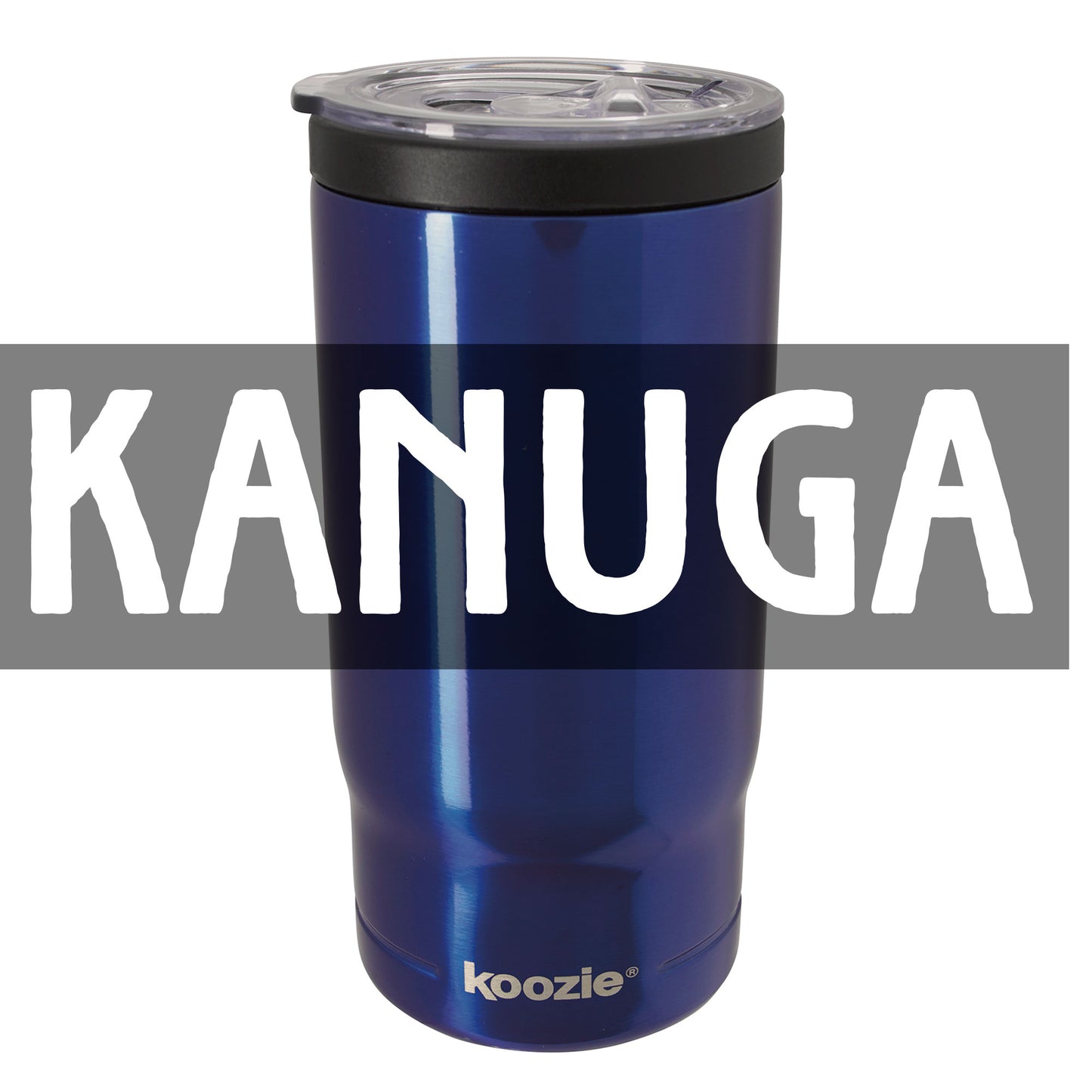 Koozie Triple Vacuum Tumbler, 16 oz, Blue (white ink with 'Kanuga' logo)