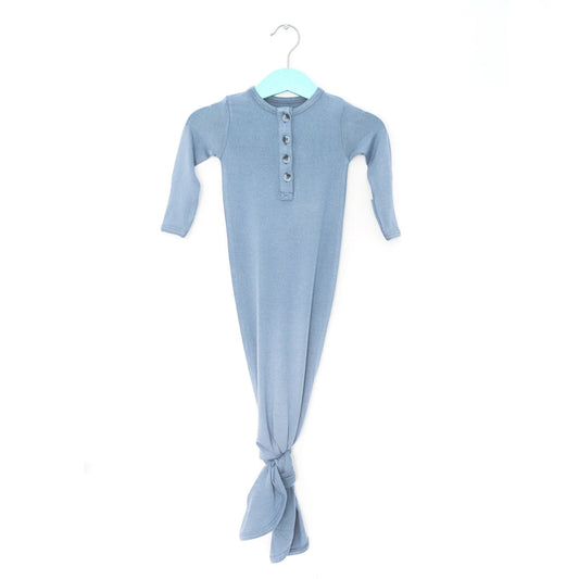 Bamboo Knotted Gown-Blue - 0-6mo