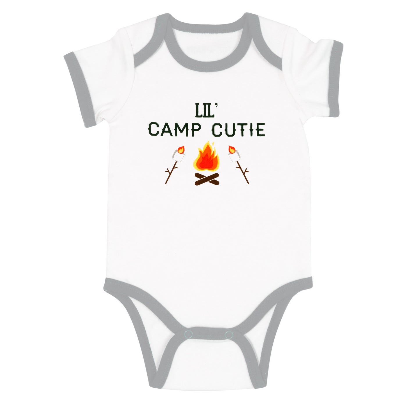 Trimmed Body Suit, Camp Cutie, 12-24 Months, Gray