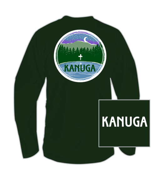 Long Sleeve, T-Shirt, Kanuga Night Circle Logo, Bella, Heather Forest, Adult L