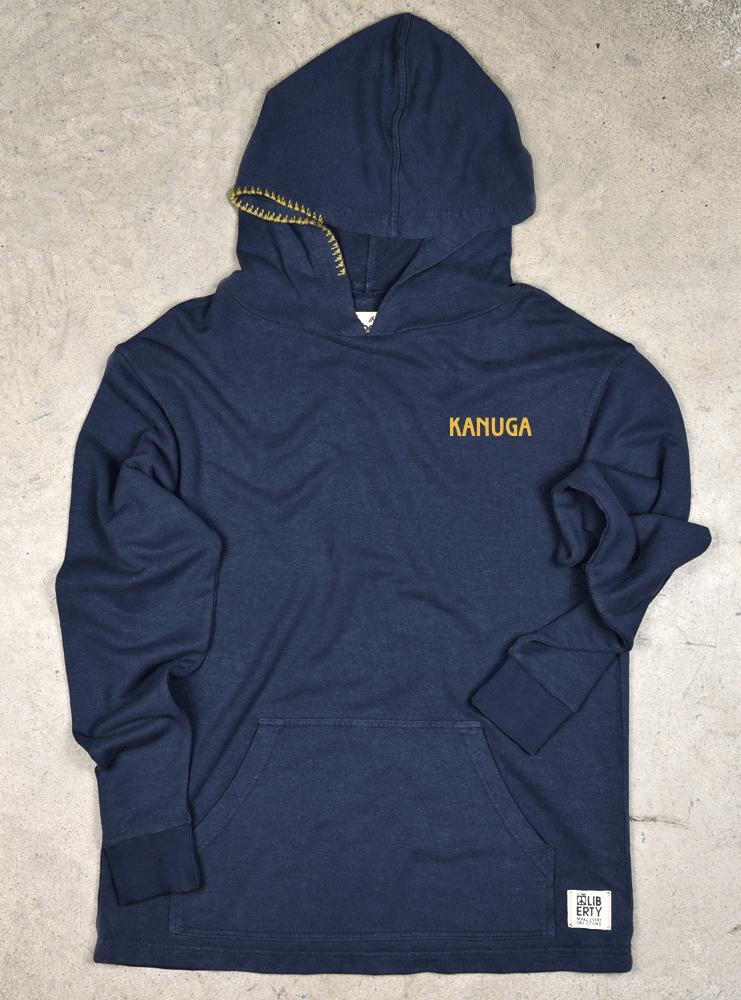 Harris Hemp Hoodie w/yellow ink and stitching on hood - River Rock, M