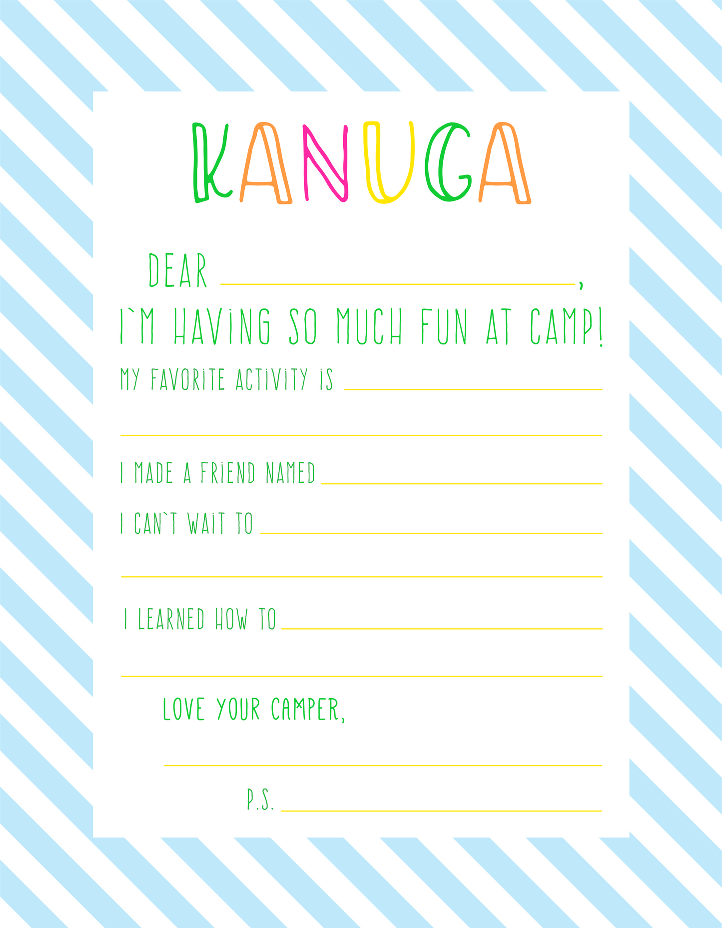 8x10 stationery sheets - Kanuga, striped