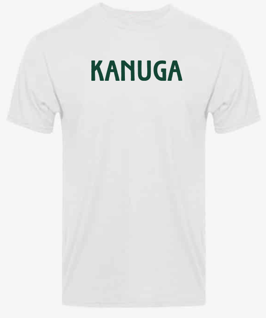 T-Shirt in White w/Green Kanuga, Bi-Blend, Adult Large