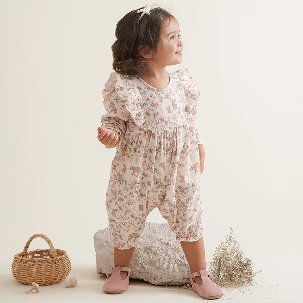 Muslin Bunny Print Jumpsuit 3-6m