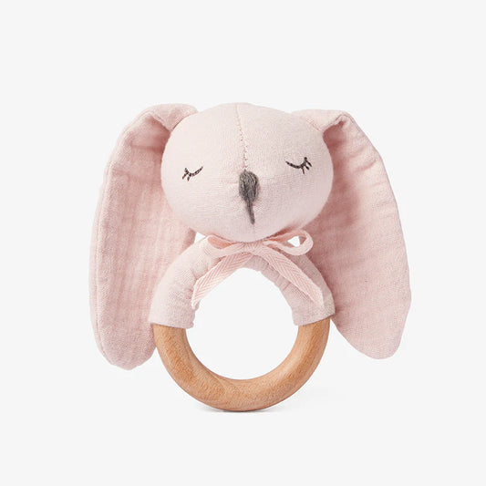 Ring Rattle Muslin Pink Bunny