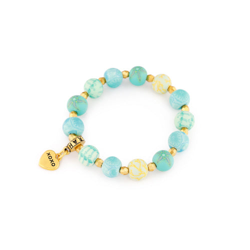 Bracelet - GIRLS Clay Bead - Flamingo Blue