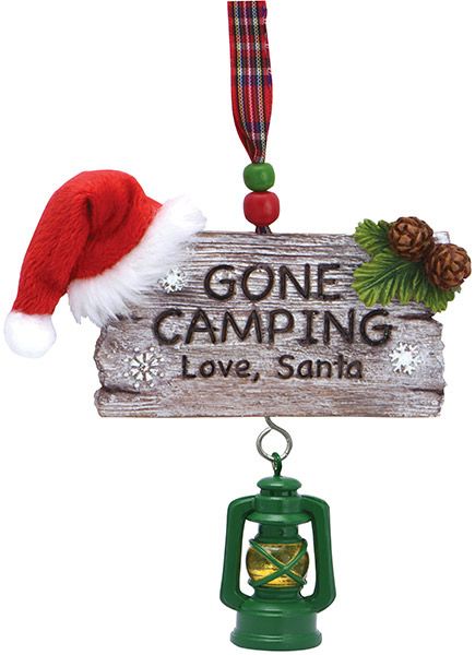 Resin Ornament Gone Camping Love Santa