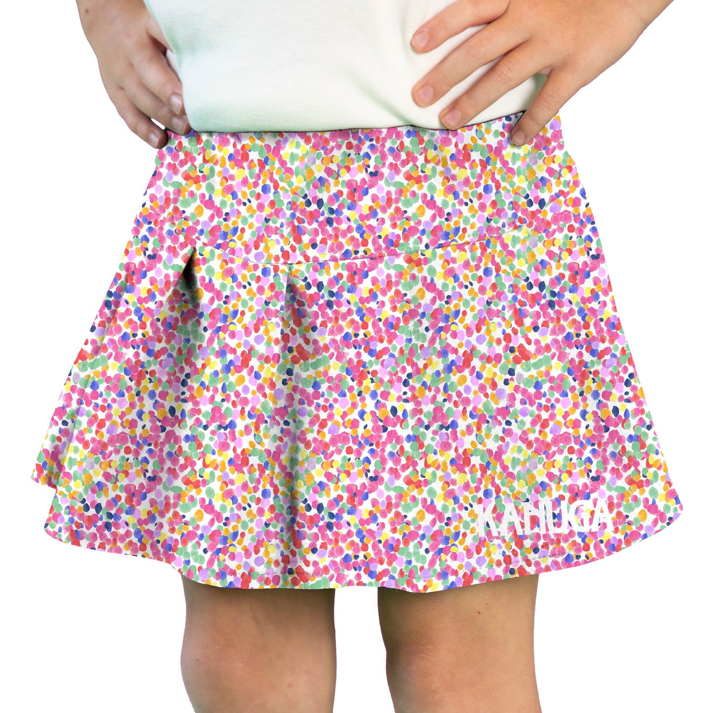 Tennis Skort, Dot Me Crazy + Logo, Youth L