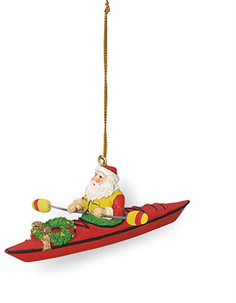 Resin Ornament Santa Kayak