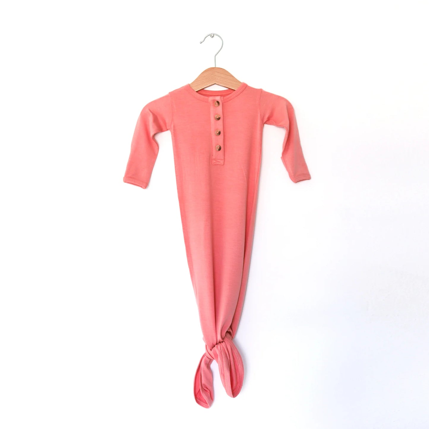 Bamboo Knotted Gown-Coral - 0-6mo