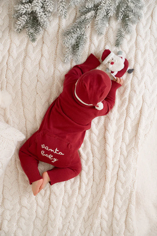 Jumpsuit Santa Baby Dropback w/hat Red 3-6m