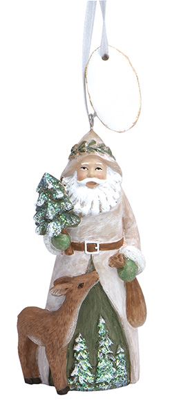 Resin Ornament Lodge Santa w/tag