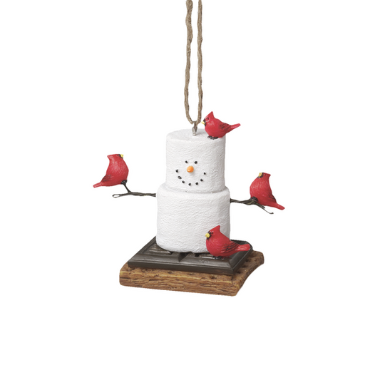 S'more Cardinal ornament, resin