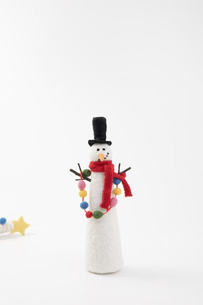 13" Felt Snowman Holding Multicolor Garland