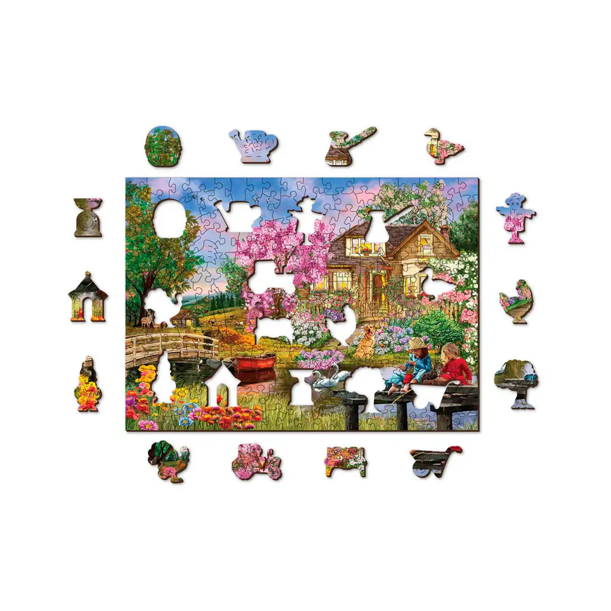 Wooden City Puzzle Springtime Cottage M