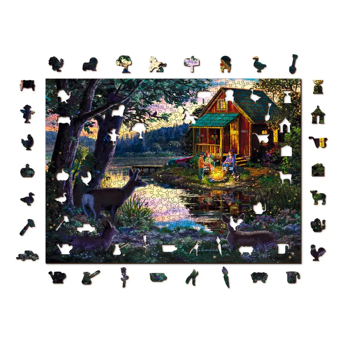 Wooden City Puzzle Evening At the Lakehouse L